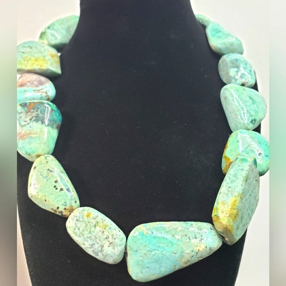 Chunky Turquoise and Sterling Silver Necklace - Picture 11 of 11